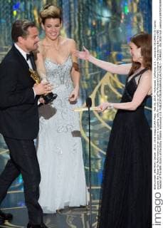 Feb 28, 2016 - Hollywood, California, U.S. - Leonardo DICAPRIO (Di Caprio) accepts the Oscar for Performance by an actor in a Leading role, for work on œThe Revenant from Julianne Moore during the live ABC Telecast of The 88th Oscars at the Dolby Theatre. Hollywood U.S. - ZUMAz03_