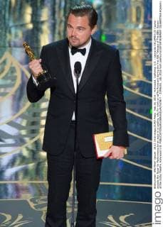 Feb 28, 2016 - Hollywood, California, U.S. - Leonardo DICAPRIO (Di Caprio) accepts the Oscar for Performance by an actor in a Leading role, for work on œThe Revenant during the live ABC Telecast of The 88th Oscars at the Dolby Theatre. Hollywood U.S. - ZUMAz03_