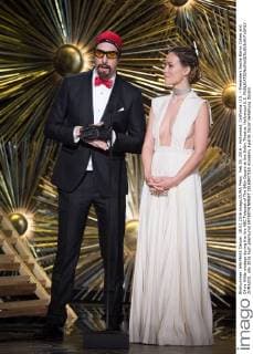 Feb 28, 2016 - Hollywood, California, U.S. - Presenters Sacha Baron Cohen and Olivia Wilde onstage during the live ABC Telecast of The 88th Oscars at the Dolby Theatre. Hollywood U.S. - ZUMAz03_
