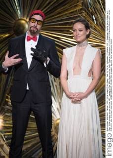 Feb 28, 2016 - Hollywood, California, U.S. - Presenters Sacha Baron Cohen and Olivia Wilde onstage during the live ABC Telecast of The 88th Oscars at the Dolby Theatre. Hollywood U.S. - ZUMAz03_