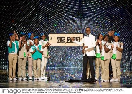 Feb 28, 2016 - Hollywood, California, U.S. - Chris Rock and Girl Scouts during the live ABC Telecast of The 88th Oscars at the Dolby Theatre. Hollywood U.S. - ZUMAz03_