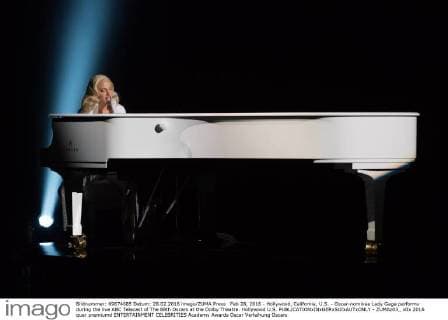 Feb 28, 2016 - Hollywood, California, U.S. - Oscar-nominee Lady Gaga performs during the live ABC Telecast of The 88th Oscars at the Dolby Theatre. Hollywood U.S. - ZUMAz03_