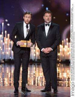 Feb 28, 2016 - Hollywood, California, U.S. - Ryan Gosling and Russell Crowe present during the live ABC Telecast of The 88th Oscars at the Dolby Theatre. Hollywood U.S. - ZUMAz03_