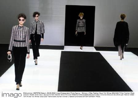 Woman s Milan Fashion Week Fall Winter 2016 2017 Milan Fashion Week Autumn Winter 2016 2017. Giorgio Armani Fashion Show Pictured  SimonaxChioccia