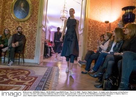 March 2, 2016 - Madrid, Madrid, Spain - A model walks the runway at the fashion company Tot-Hom with presents collection Haute Couture Spring-Summer in 2016-17 at the Residence of the French Embassy in Madrid, March 2, 2016. Madrid Spain  - ZUMAn230