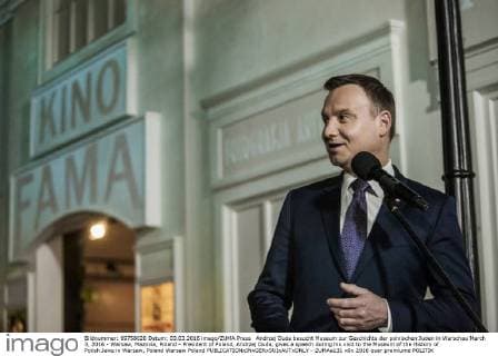 Andrzej Duda besucht Museum zur Geschichte der polnischen Juden in Warschau March 3, 2016 - Warsaw, Mazovia, Poland - President of Poland, Andrzej Duda, gives a speech during his visit to the Museum of the History of Polish Jews in Warsaw, Poland Warsaw Poland - ZUMAa131