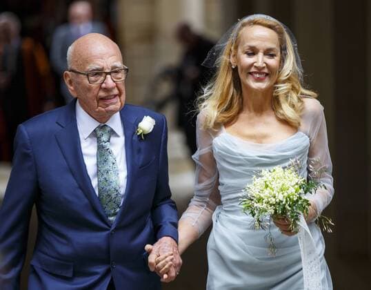 March 5, 2016 - London, London, UK - London, UK. Rupert Murdoch and Jerry Hall leaving their wedding ceremony at St Bride s Church in Fleet Street, London on Saturday, 5 March 2016. London UK  - ZUMAl94_