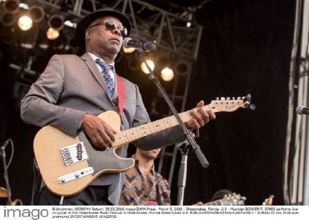 March 5, 2016 - Okeechobee, Florida, U.S - Musician BOOKER T. JONES performs live on guitar at the Okeechobee Music Festival in Okeechobee, Florida Okeechobee U.S. - ZUMAs135