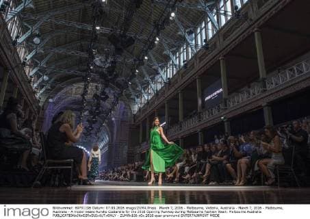 March 7, 2016 - Melbourne, Victoria, Australia - March 7, 2016 - Melbourne, Australia - A model wears Aurelio Costarella for the 2016 Opening Runway during Melbourne Fashion Week. Melbourne Australia - ZUMAk106