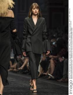 March 7, 2016 - Melbourne, Victoria, Australia - March 7, 2016 - Melbourne, Australia - A model wears Ellery for the 2016 Opening Runway during Melbourne Fashion Week. Melbourne Australia - ZUMAk106