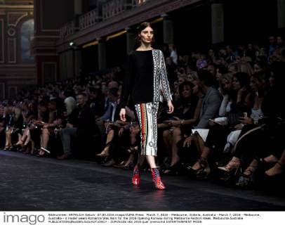 March 7, 2016 - Melbourne, Victoria, Australia - March 7, 2016 - Melbourne, Australia - A model wears Romance Was Born for the 2016 Opening Runway during Melbourne Fashion Week. Melbourne Australia - ZUMAk106
