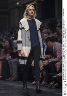 March 7, 2016 - Melbourne, Victoria, Australia - March 7, 2016 - Melbourne, Australia - A model wears Sandro for the 2016 Opening Runway during Melbourne Fashion Week. Melbourne Australia - ZUMAk106