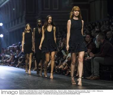 March 7, 2016 - Melbourne, Victoria, Australia - March 7, 2016 - Melbourne, Australia - A model wears Dion Lee for the 2016 Opening Runway during Melbourne Fashion Week. Melbourne Australia - ZUMAk106