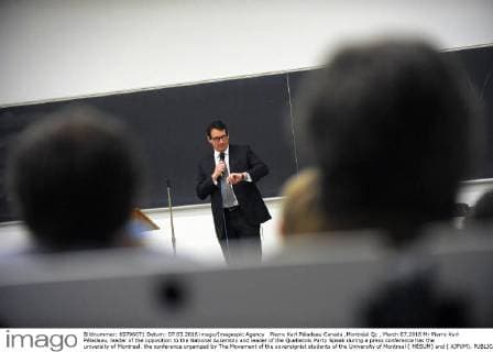 Pierre Karl Péladeau Canada ,Montréal Qc , March 07,2016 Mr Pierre Karl Péladeau, leader of the opposition to the National Assembly and leader of the Quebecois Party Speak during a press conference has the university of Montreal. the conference organized by The Movement of the sovereignist students of the University of Montreal ( MÉSUM) and ( AJPUM).  Copyright: KADRIxMOHAMED xIMAGESPICxAGENCY