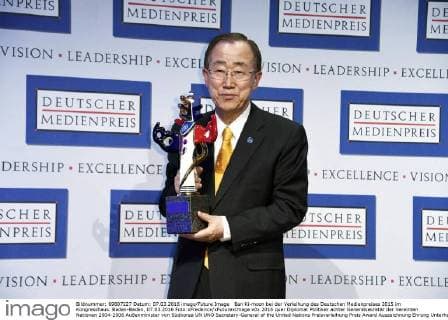 Ban Ki-moon bei der Verleihung des Deutschen Medienpreises 2015 im Kongresshaus. Baden-Baden, 07.03.2016 Foto:xFredericx xFuturexImage