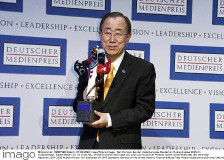 Ban Ki-moon bei der Verleihung des Deutschen Medienpreises 2015 im Kongresshaus. Baden-Baden, 07.03.2016 Foto:xFredericx xFuturexImage