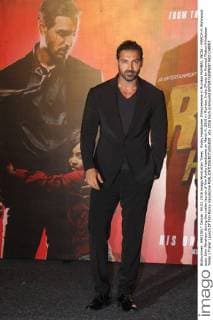 Rocky Handsome Filmpremiere in Mumbai MUMBAI, INDIA - MARCH 4: Bollywood actor John Abraham during the trailer launch of film Rocky Handsome on March 4, 2016 in Mumbai, India.(Photo by Pramod Thakur Hindustan Times ) Trailer Launch Of Film Rocky Handsome