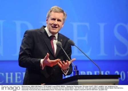 Deutscher Medienpreis. Christian Wulff ( CDU ) anläßlich der Verleihung des Deutschen Medienpreises am 07.03.2016 im Kongress Centrum Baden Baden.