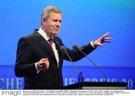 Deutscher Medienpreis. Christian Wulff ( CDU ) anläßlich der Verleihung des Deutschen Medienpreises am 07.03.2016 im Kongress Centrum Baden Baden.