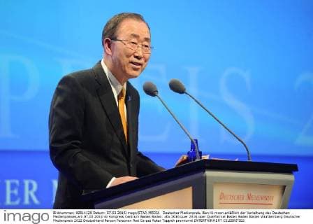 Deutscher Medienpreis. Ban Ki-moon anläßlich der Verleihung des Deutschen Medienpreises am 07.03.2016 im Kongress Centrum Baden Baden.