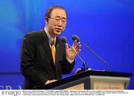 Deutscher Medienpreis. Ban Ki-moon anläßlich der Verleihung des Deutschen Medienpreises am 07.03.2016 im Kongress Centrum Baden Baden.