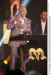 MACAU, CHINA - MARCH 08: (CHINA OUT) American actor and former professional boxer Mike Tyson attends the Gold Aries Award Of Macau International Film Festival on March 8, 2016 in Macau, China.  CFP480844631