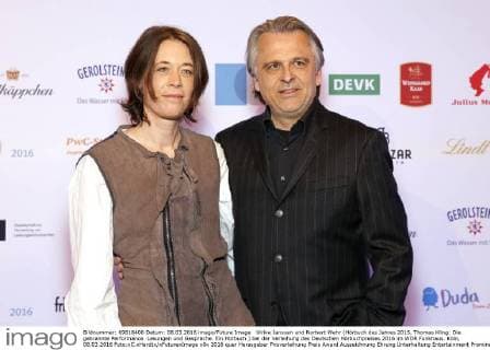 Ulrike Janssen und Norbert Wehr (Hörbuch des Jahres 2015, Thomas Kling: Die gebrannte Performance. Lesungen und Gespräche. Ein Hörbuch ) bei der Verleihung des Deutschen Hörbuchpreises 2016 im WDR Funkhaus. Köln, 08.03.2016 Foto:xC.xHardtx xFuturexImage