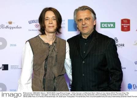 Ulrike Janssen und Norbert Wehr (Hörbuch des Jahres 2015, Thomas Kling: Die gebrannte Performance. Lesungen und Gespräche. Ein Hörbuch ) bei der Verleihung des Deutschen Hörbuchpreises 2016 im WDR Funkhaus. Köln, 08.03.2016 Foto:xC.xHardtx xFuturexImage