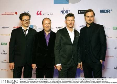 Andreas Fröhlich, Jens Wawrczeck, Philipp Moog und Lars Eidinger bei der Verleihung des Deutschen Hörbuchpreises 2016 im WDR Funkhaus. Köln, 08.03.2016 Foto:xC.xHardtx xFuturexImage