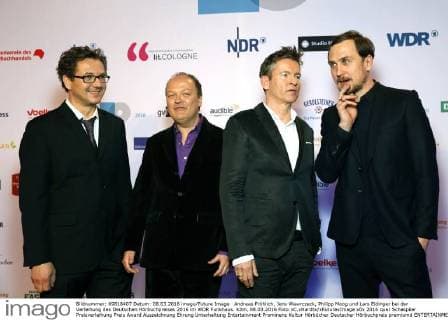Andreas Fröhlich, Jens Wawrczeck, Philipp Moog und Lars Eidinger bei der Verleihung des Deutschen Hörbuchpreises 2016 im WDR Funkhaus. Köln, 08.03.2016 Foto:xC.xHardtx xFuturexImage