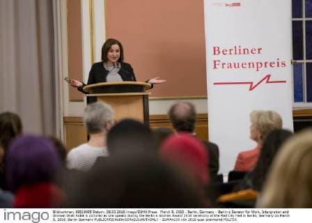 March 8, 2016 - Berlin, Germany - Berlin s Senator for Work, Intergration and Women Dilek Kolat is pictured as she speaks during the Berlin s Women Award 2016 ceremony at the Red City Hall in Berlin, Germany on March 8, 2016. Berlin Germany  - ZUMAn230