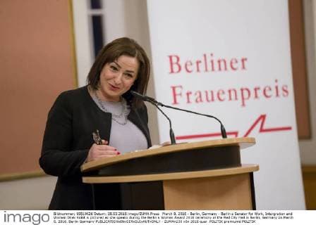 March 8, 2016 - Berlin, Germany - Berlin s Senator for Work, Intergration and Women Dilek Kolat is pictured as she speaks during the Berlin s Women Award 2016 ceremony at the Red City Hall in Berlin, Germany on March 8, 2016. Berlin Germany  - ZUMAn230