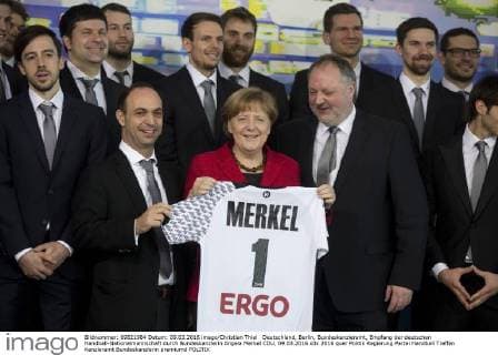Deutschland, Berlin, Bundeskanzleramt, Empfang der deutschen Handball-Nationalmannschaft durch Bundeskanzlerin Angela Merkel CDU, 09.03.2016