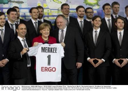 Deutschland, Berlin, Bundeskanzleramt, Empfang der deutschen Handball-Nationalmannschaft durch Bundeskanzlerin Angela Merkel CDU, 09.03.2016