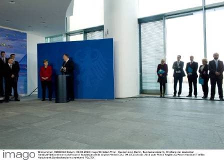 Deutschland, Berlin, Bundeskanzleramt, Empfang der deutschen Handball-Nationalmannschaft durch Bundeskanzlerin Angela Merkel CDU, 09.03.2016