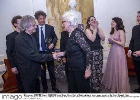 Queen Paola of Belgium pictured during a gala concert of the Queen Elisabeth Music Chapel, Tuesday 08 March 2016, at Bozar in Brussels.  HATIMxKAGHAT 04807484