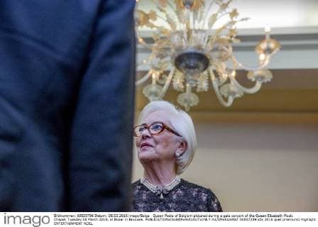Queen Paola of Belgium pictured during a gala concert of the Queen Elisabeth Music Chapel, Tuesday 08 March 2016, at Bozar in Brussels.  HATIMxKAGHAT 04807339
