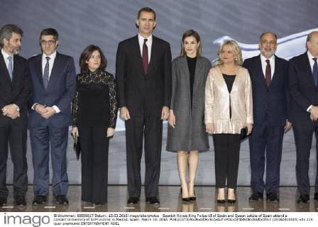 Spanish Royals King Felipe VI of Spain and Queen Letizia of Spain attend a concert in memory of 11M victims in Madrid, Spain. March 10, 2016.  (20160310015)
