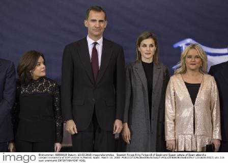 Spanish Royals King Felipe VI of Spain and Queen Letizia of Spain attend a concert in memory of 11M victims in Madrid, Spain. March 10, 2016.  (20160310017)