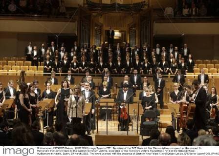 President of the FVT Maria del Mar Blanco delivers a speech at the concert In Memoriam that pays tribute to the Spanish terrorism victims, organized by the Terrorism Victims Foundation (FVT) at the National Music Auditorium in Madrid, Spain, 10 March 2016. The event counted with the presence of Spanish King Felipe VI and Queen Letizia. EFE Javier Lizon POOL SPANISH KINGS PRESIDE TRIBUTE CONCERT FOR TERRORISM VICTIMS !ACHTUNG: NUR REDAKTIONELLE NUTZUNG!  GRA401 20160310-635932398633858030