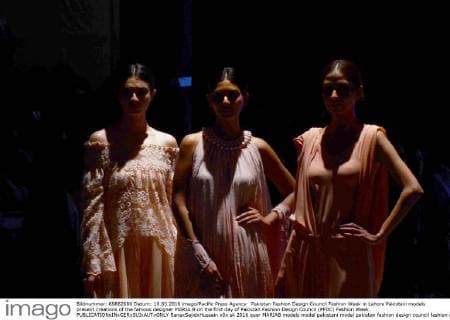 Pakistan Fashion Design Council Fashion Week in Lahore Pakistani models present creations of the famous designer MARIA.B on the first day of Pakistan Fashion Design Council (PFDC) Fashion Week.  RanaxSajidxHussain