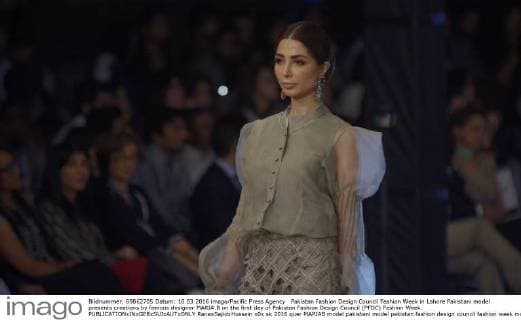 Pakistan Fashion Design Council Fashion Week in Lahore Pakistani model presents creations by famous designer MARIA.B on the first day of Pakistan Fashion Design Council (PFDC) Fashion Week.  RanaxSajidxHussain