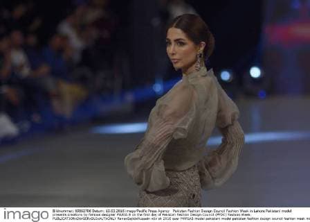 Pakistan Fashion Design Council Fashion Week in Lahore Pakistani model presents creations by famous designer MARIA.B on the first day of Pakistan Fashion Design Council (PFDC) Fashion Week.  RanaxSajidxHussain
