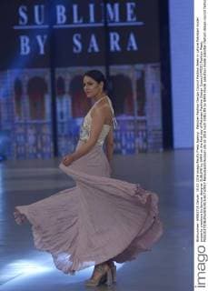 Pakistan Fashion Design Council Fashion Week in Lahore Pakistani model presents creations by famous designer SUBLIME by SARA on the first day of Pakistan Fashion Design Council (PFDC) Fashion Week.  RanaxSajidxHussain