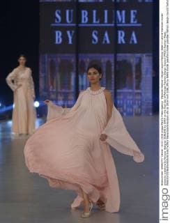 Pakistan Fashion Design Council Fashion Week in Lahore Pakistani model presents creations by famous designer SUBLIME by SARA on the first day of Pakistan Fashion Design Council (PFDC) Fashion Week.  RanaxSajidxHussain