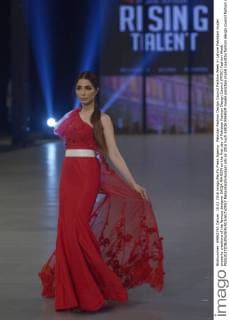 Pakistan Fashion Design Council Fashion Week in Lahore Pakistani model presents creations of the famous designer SAIQA RAHEEM on the first day of Pakistan Fashion Design Council (PFDC) Fashion Week.  RanaxSajidxHussain