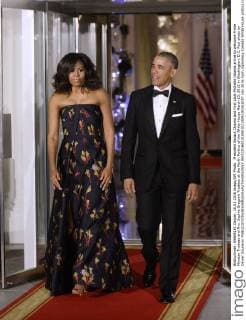 President Barack Obama and First Lady Michelle Obama arrive to welcome Prime Minister Trudeau and Mrs. Sophie Gregoire Trudeau at the North Portico of the White House March 10, 2016 in Washington, D.C. Pool photo by Olivier Douliery  WAX20160310268 OLIVIERxDOULIERY