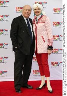 . 11 03 2016. London, United Kingdom. Lord Julian Fellowes and Lady Emma Fellowes arriving at a fashion show in aid of the Rainbow Trust in London.  xi-Imagesx xi-Imagesx IIM-12179-0018