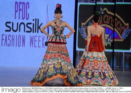 Lahore, PFDC Sunsilk Fashion Week in Pakistan (160311) -- LAHORE, March 11, 2016 -- Models present creations by designer Nomi Ansari on the second day of Pakistan Fashion Design Council (PFDC) Sunsilk Fashion Week 2016 in eastern Pakistan s Lahore on March 11, 2016. ) PAKISTAN-LAHORE-FASHION WEEK Sajjad 