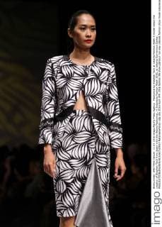 Fashunica by Stephen Tach at Jakarta Fashion Week A model wears the creation of Stephen Tach from Japan with the theme Fashunica , in Indonesia Fashion Week 2016, at Jakarta Convention Center.  NatanaelxPohan